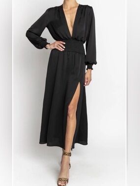 RESA Jade Long Sleeve Black Maxi Dress size XS